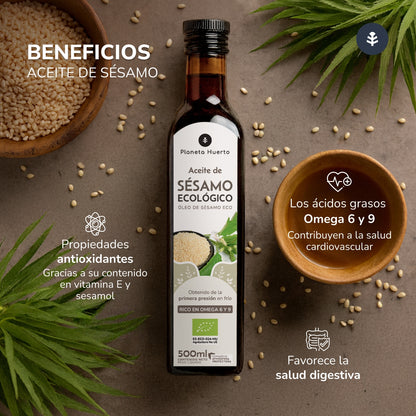 Pack of 3 ECO Planeta Huerto cold-pressed sesame oil 500 ml