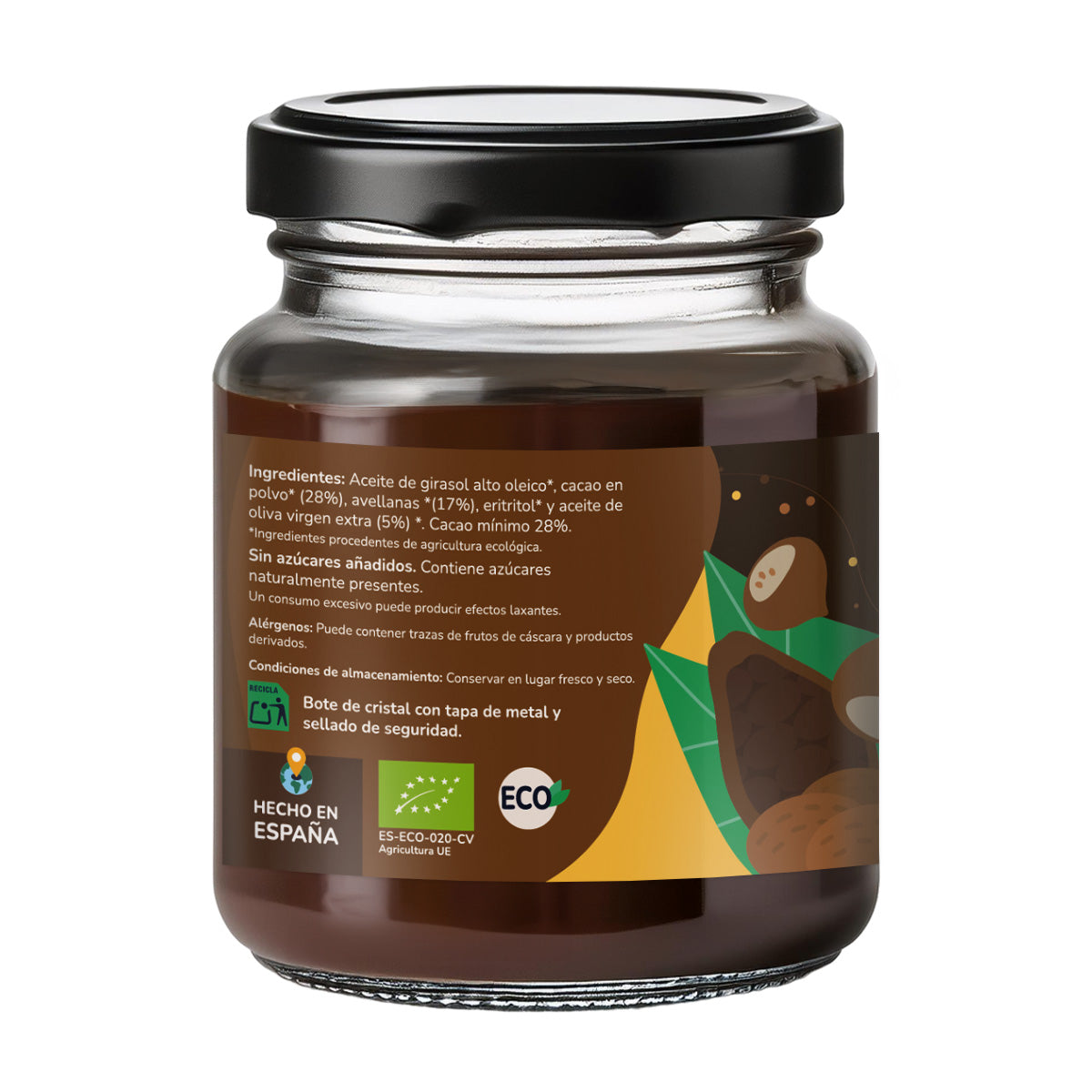 3x pak hazelnoot- en cacaocrème zonder toegevoegde suikers ECO Planeta Huerto 230 g