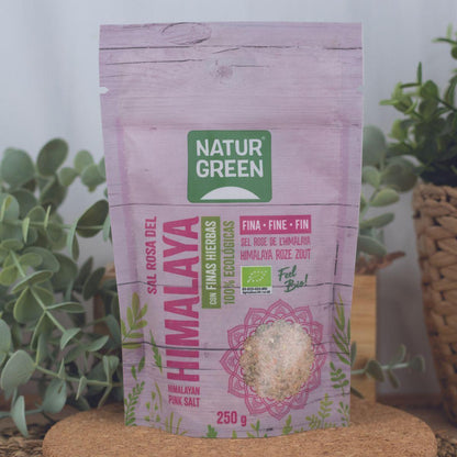 Roze Himalayazout met fijne biologische kruiden Naturgreen 250 g