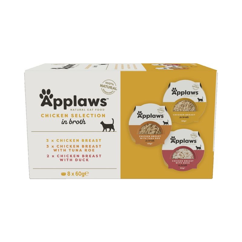 Applaws Cat Barquette Multipack sélection Poulet pour chats 8x60 g
