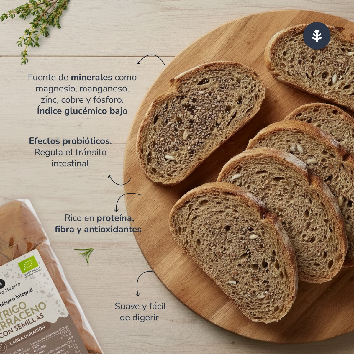 Vollkorn-Buchweizenbrot mit Samen ECO Planeta Huerto 500 g
