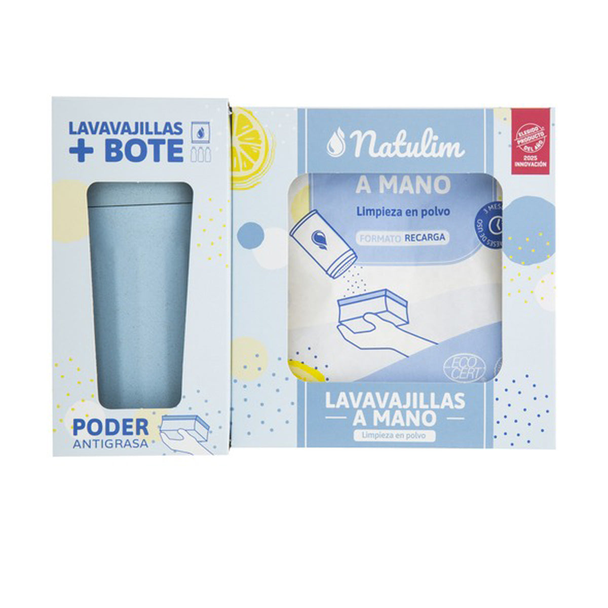 Natulim Lemon Hand Dishwashing Powder Pack (bottle + refill)