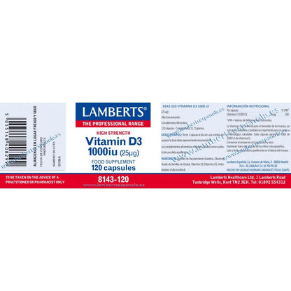 Vitamin D3 1000 IU (25 µg) Lamberts, 120 capsules