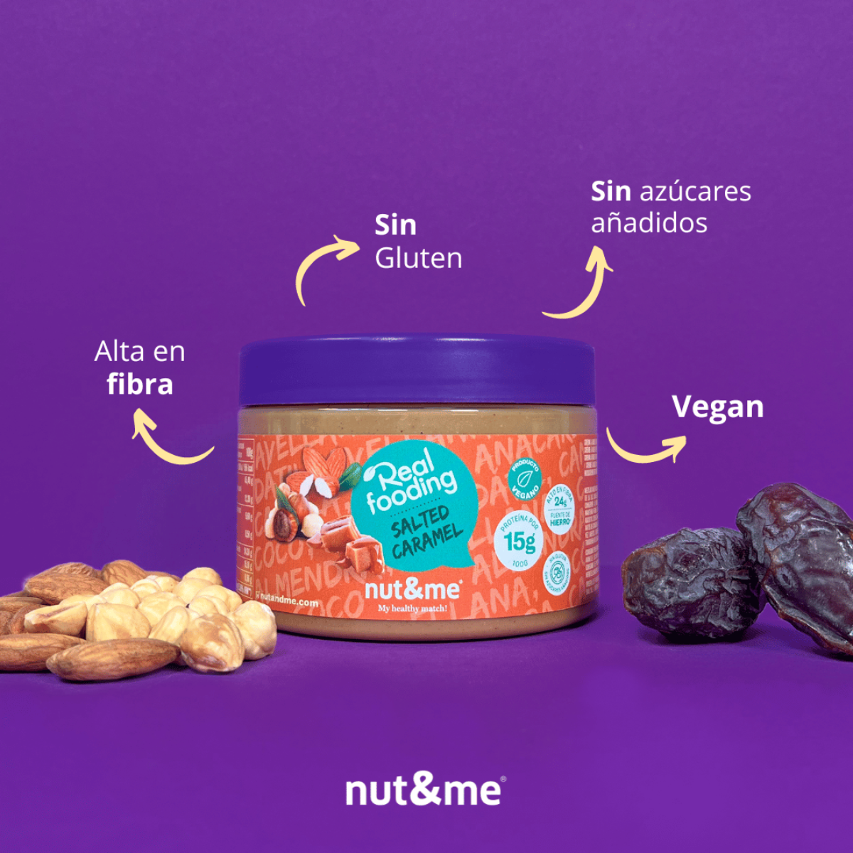 Amandel- en hazelnootcrème met gezouten karamelsmaak 250 g Realfooding