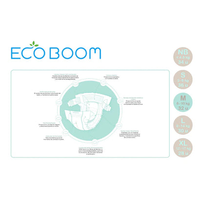 Pannolini di bambù Pure Premium ECO BOOM T3 (da 6 a 10 kg) 32 pezzi