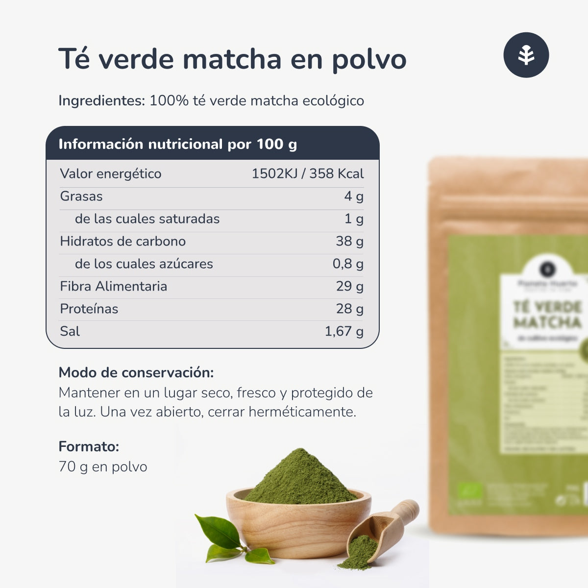 Matcha-Tee-Pulver ECO Planeta Huerto 250 g