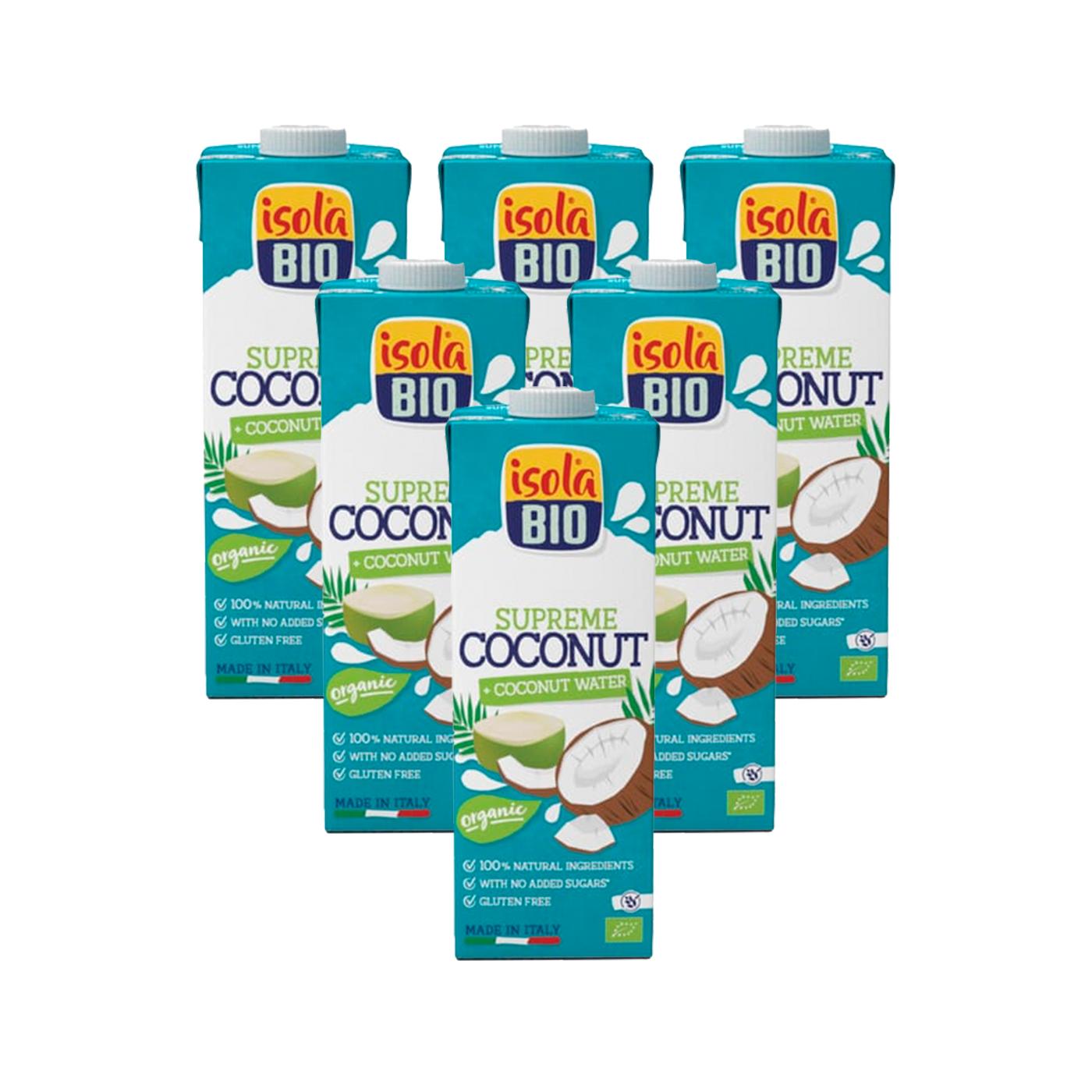6er-Pack Bio-Kokosnussgetränk Supreme Bio Isola Bio 1 l