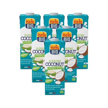 6er-Pack Bio-Kokosnussgetränk Supreme Bio Isola Bio 1 l