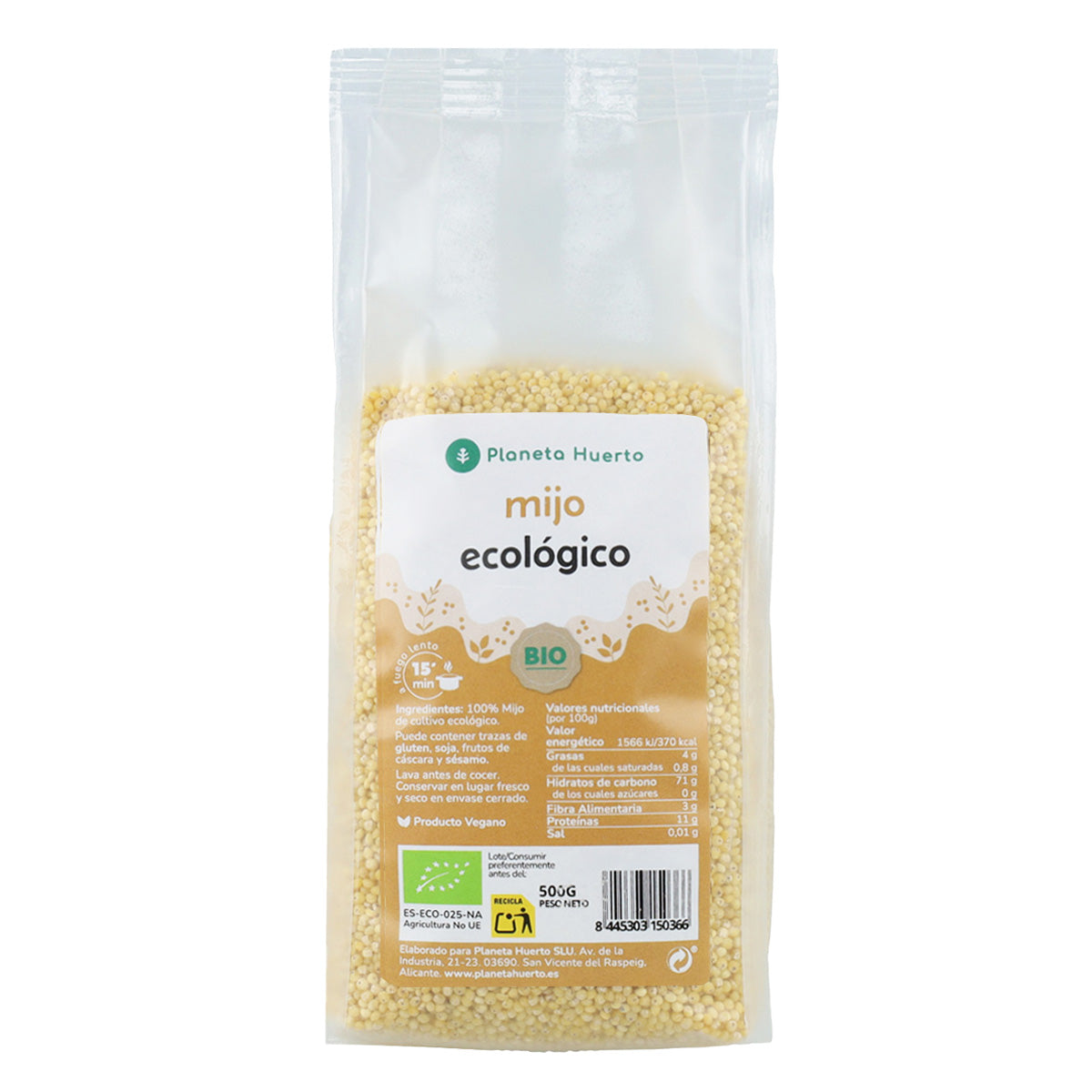 Geschälte Hirse ECO Planeta Huerto 500 g