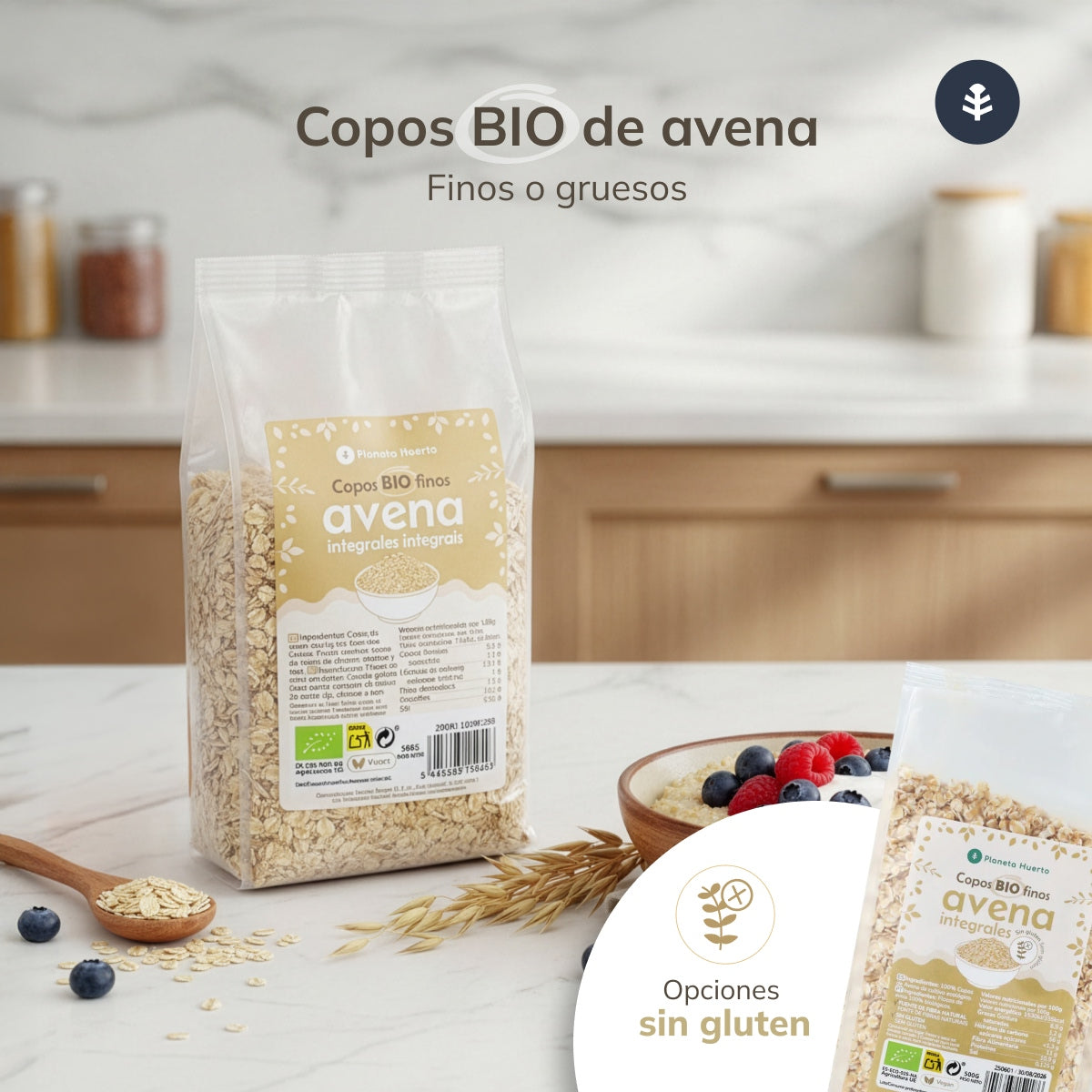 Confezione 2x ECO Planeta Huerto 500 g di fiocchi di avena integrale fine