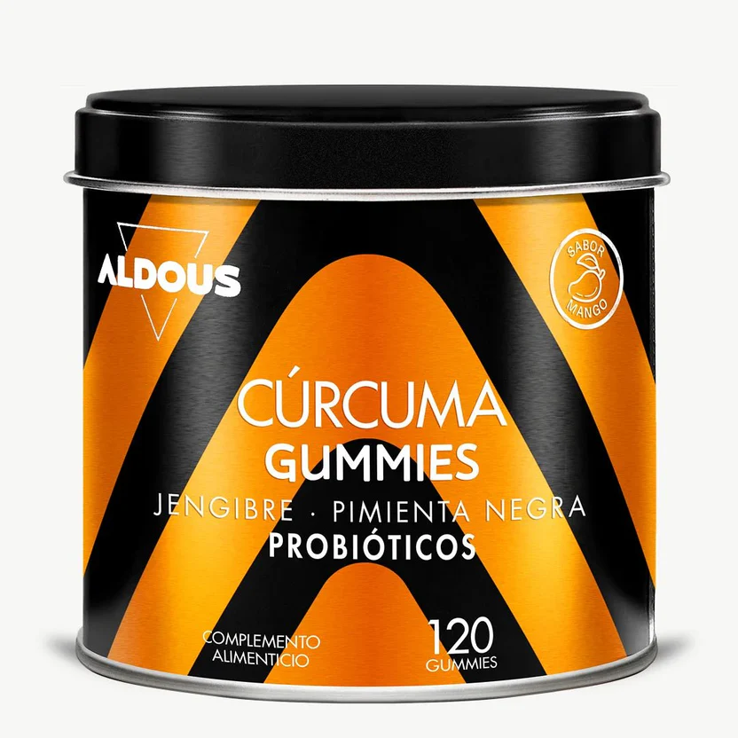 Kurkuma mit Ingwer und schwarzem Pfeffer + Probiotika Aldous Bio 120 Gummibärchen