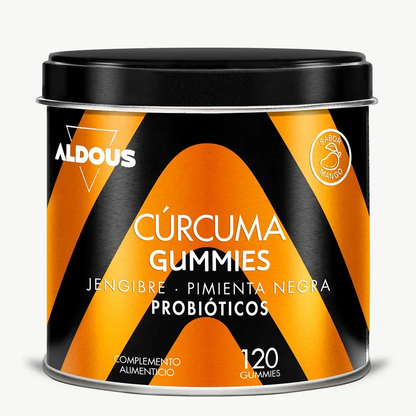 Kurkuma mit Ingwer und schwarzem Pfeffer + Probiotika Aldous Bio 120 Gummibärchen