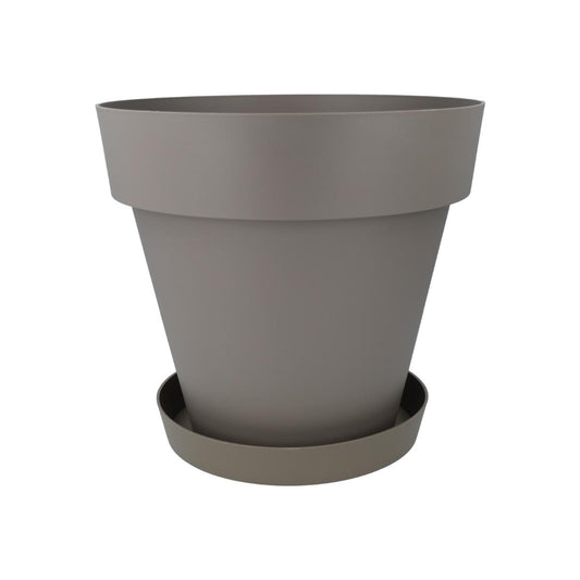 Pakket met pot en schotel in taupe Tes 22 x 20 cm