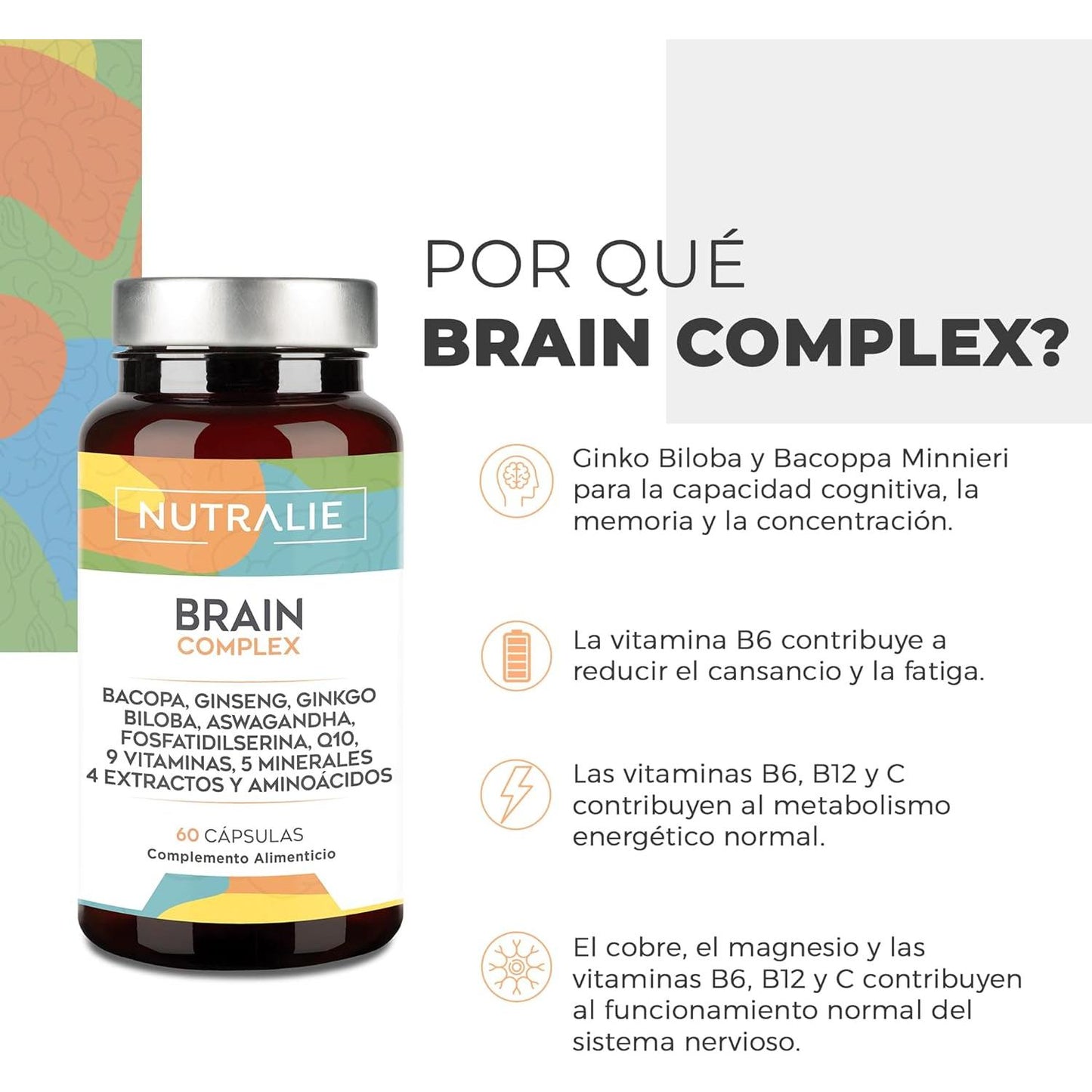 Nutralie Brain Complex Nootropico con agilità mentale 60 capsule