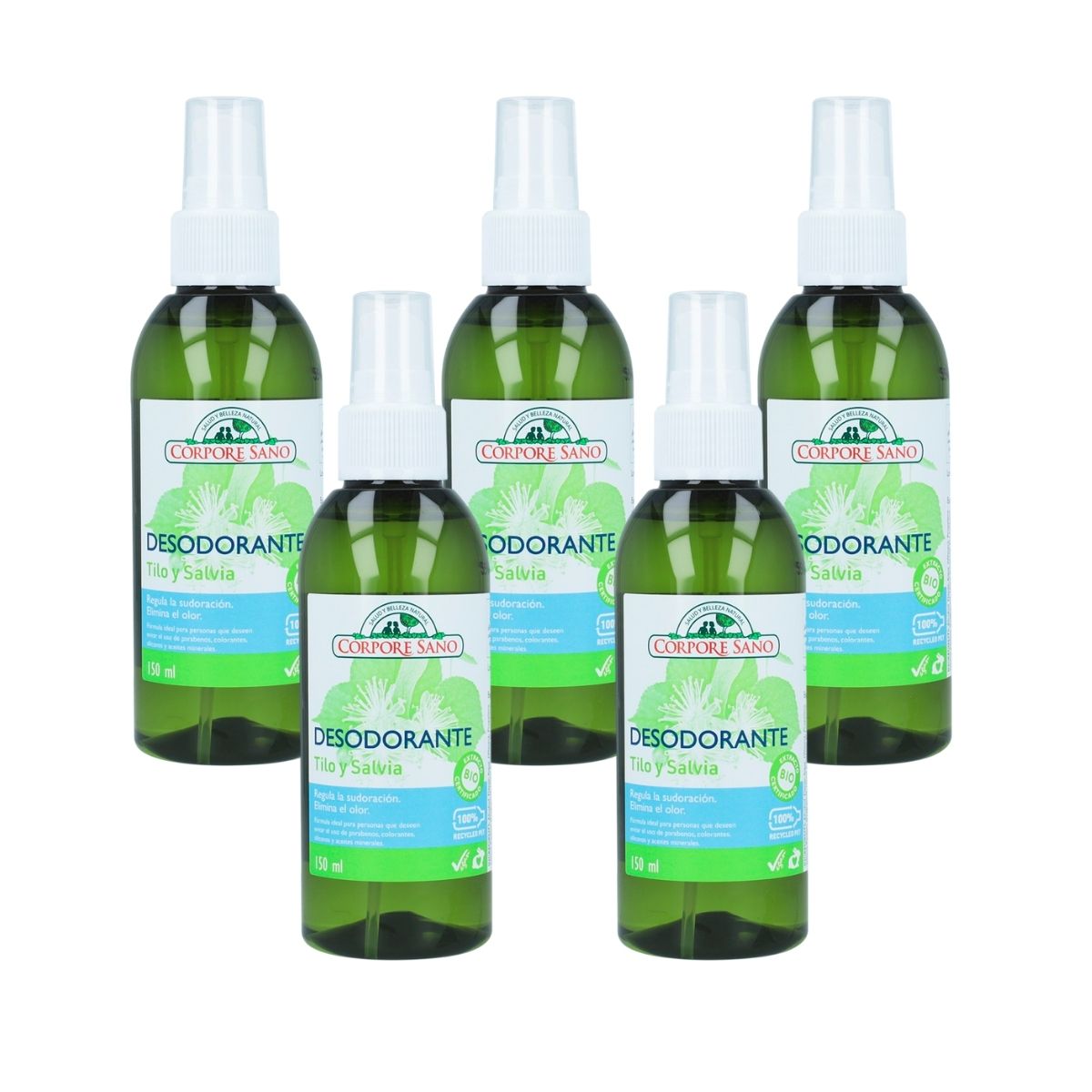 Confezione da 5 deodoranti al tiglio e salvia Corpore Sano 150 ml