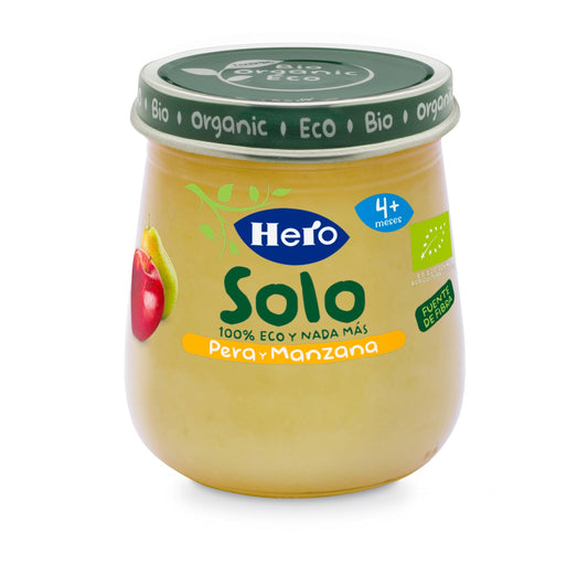 Petit pot de poires et pommes bio 120 g Hero Solo