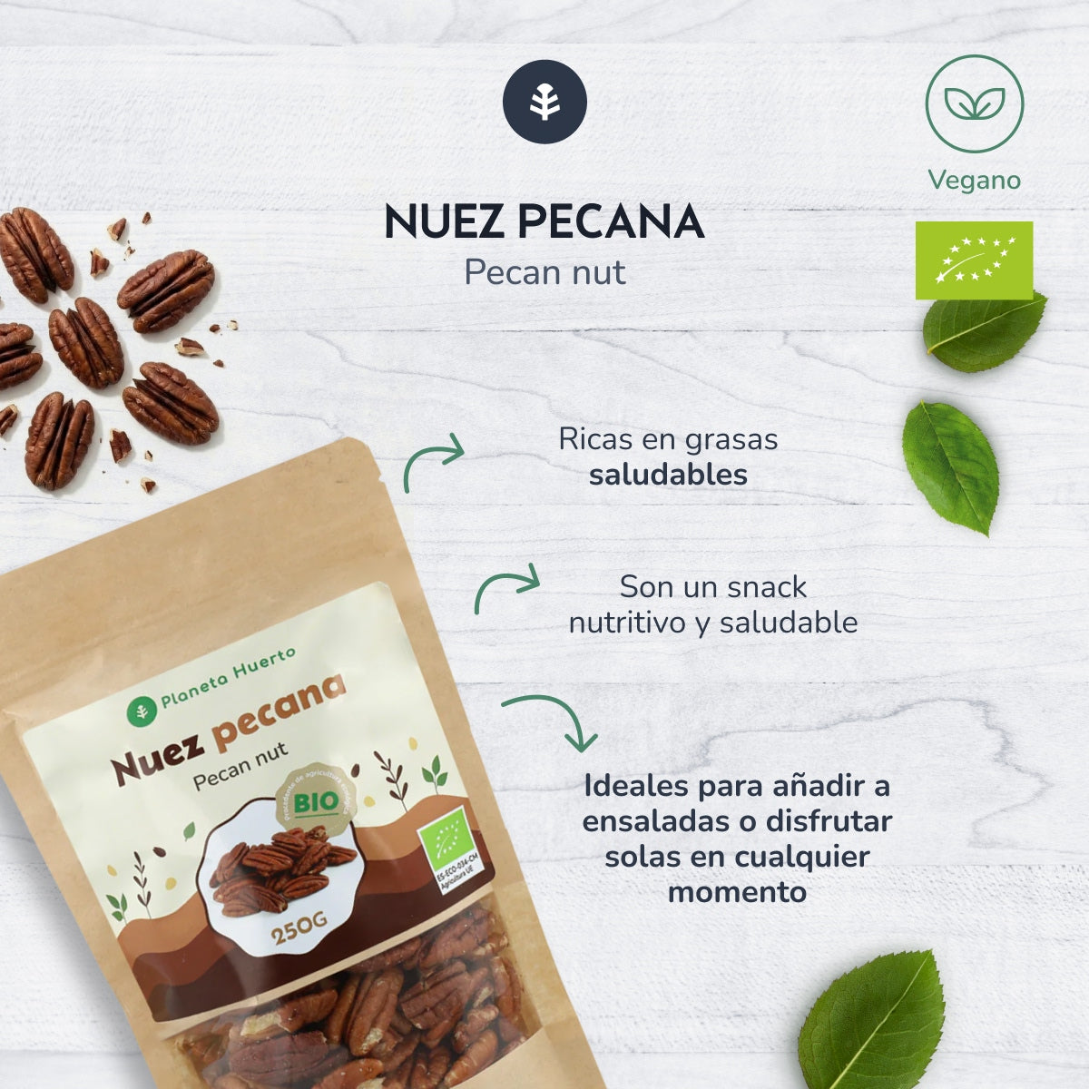 Noci Pecan ECO Planeta Huerto 250 g
