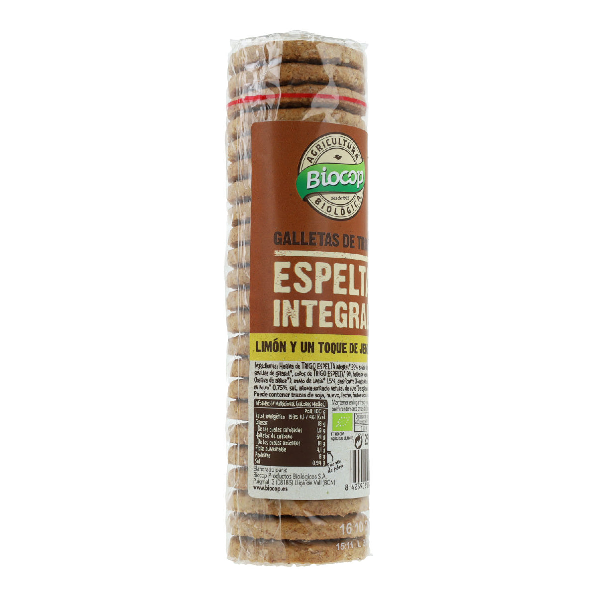 2-pack fullkornskakor med spelt, ingefära och citron Biocop 250 g