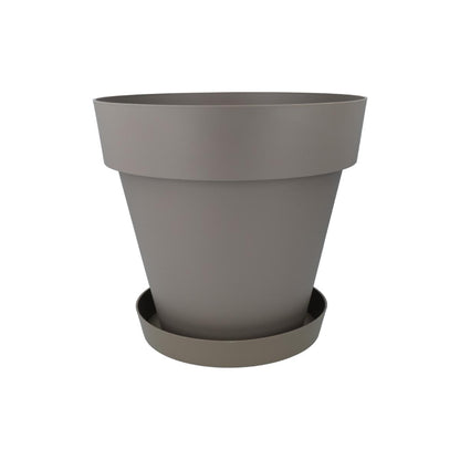 Pakket met pot en schotel in taupe Tes 18 x 15 cm