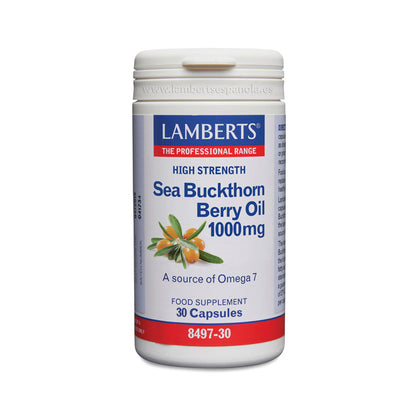 Huile de fruit d'argousier 1000 mg riche en oméga 7, Lamberts, 30 capsules