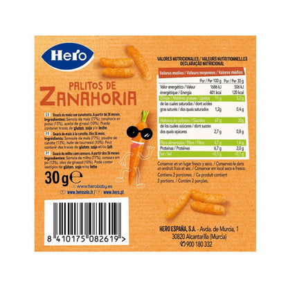 Bâtonnets de carottes  30 g - Hero Kids Snacks de bâtonnets de carottes, 30 g. Hero
