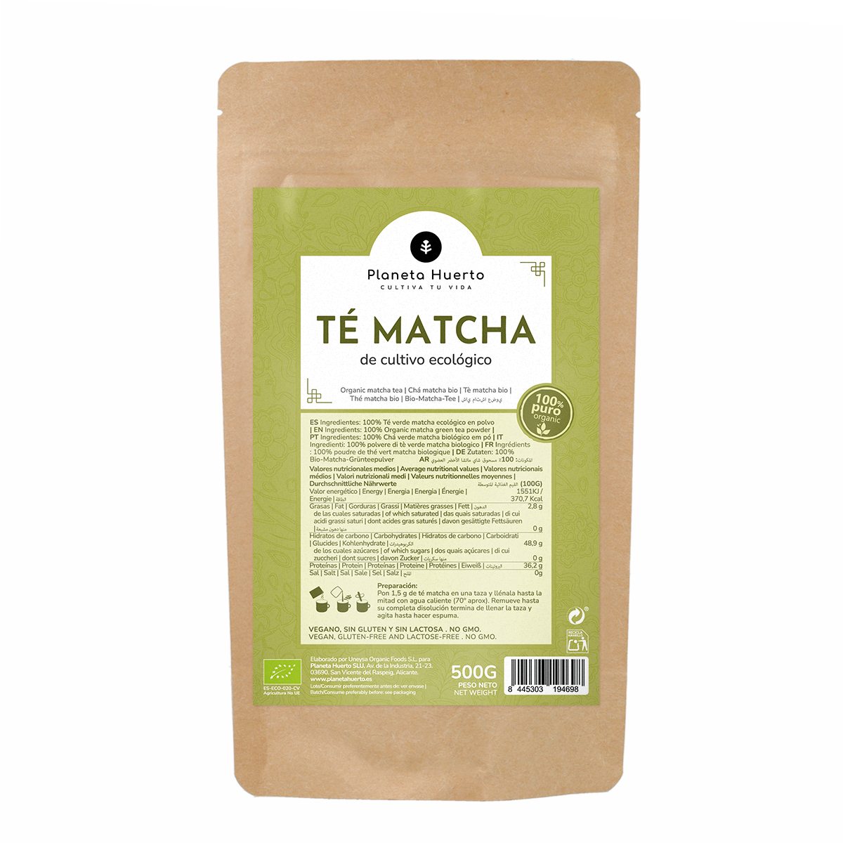 Matcha-thee in poedervorm ECO Planeta Huerto 500 g