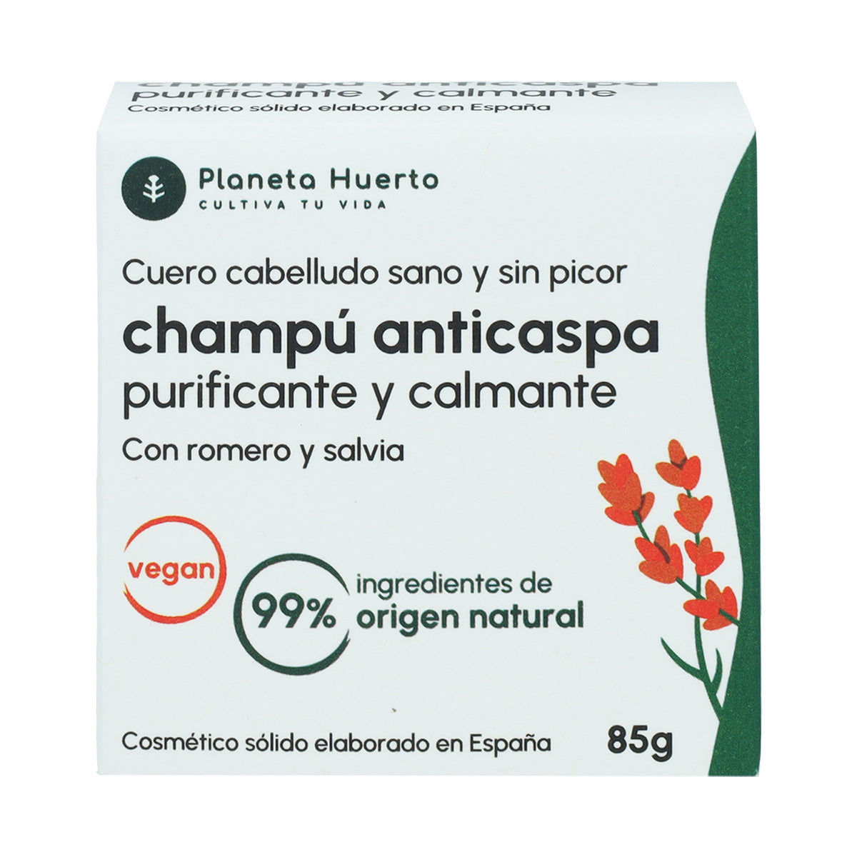 Solid Anti-Dandruff Shampoo with Rosemary and Sage Planeta Huerto 85 g