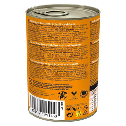 Arquivet färska kalkonköttbullar 400 g Våtfoder för hundar med kalkon, broccoli och pumpa