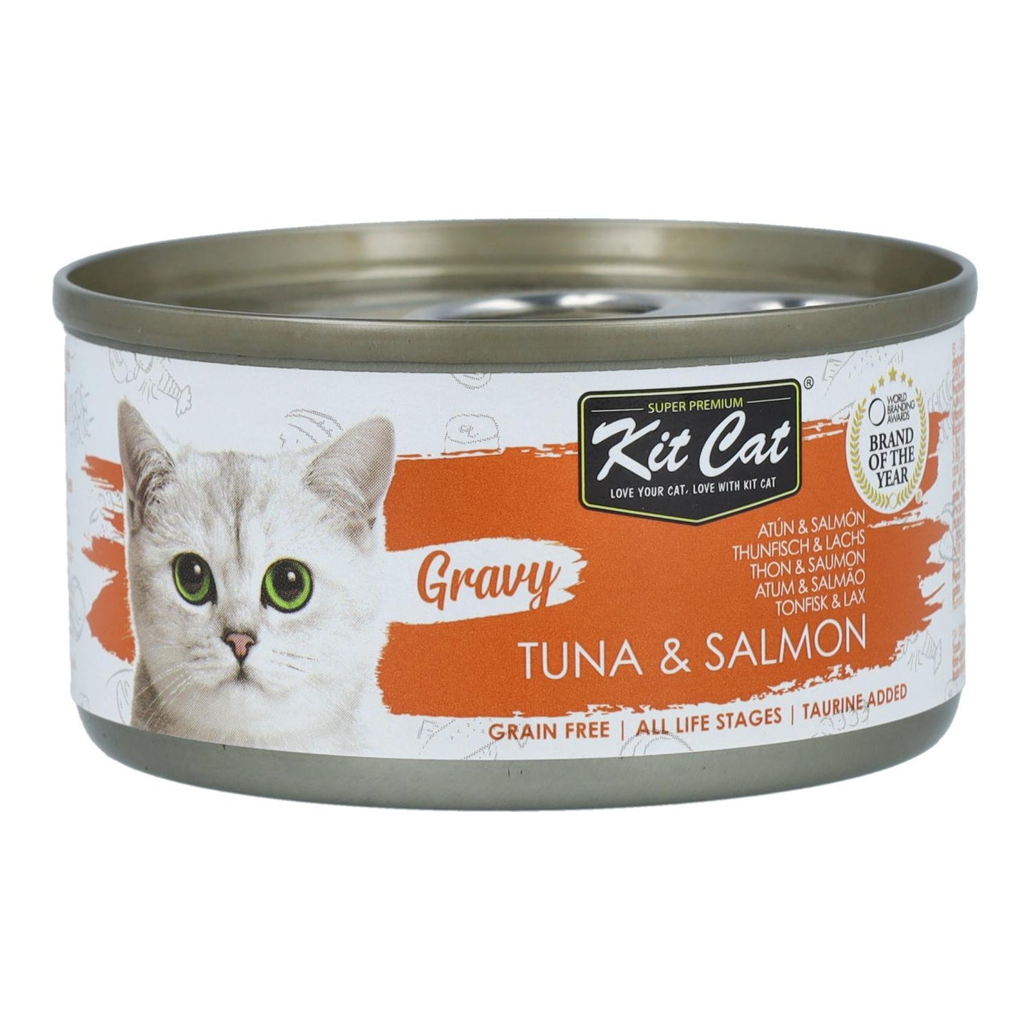 Kit Cat Lata Gravy - Thon & Saumon 70 g Nourriture humide pour chats en sauce