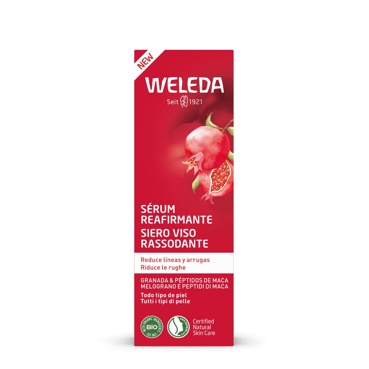 Sérum raffermissant à la grenade et aux peptides de maca Weleda 30 ml