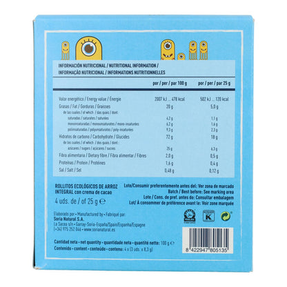 Soria Naturreisrollen mit Kakaocreme 4 x 25 g