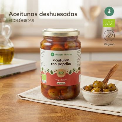 Groene olijven met paprika Eco Planeta Huerto 390 g