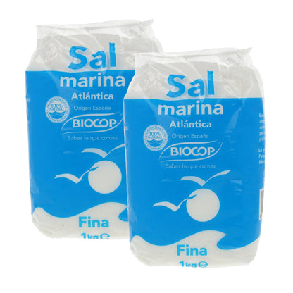 Pack 2x Sal marina atlantica fina, Biocop, 1kg