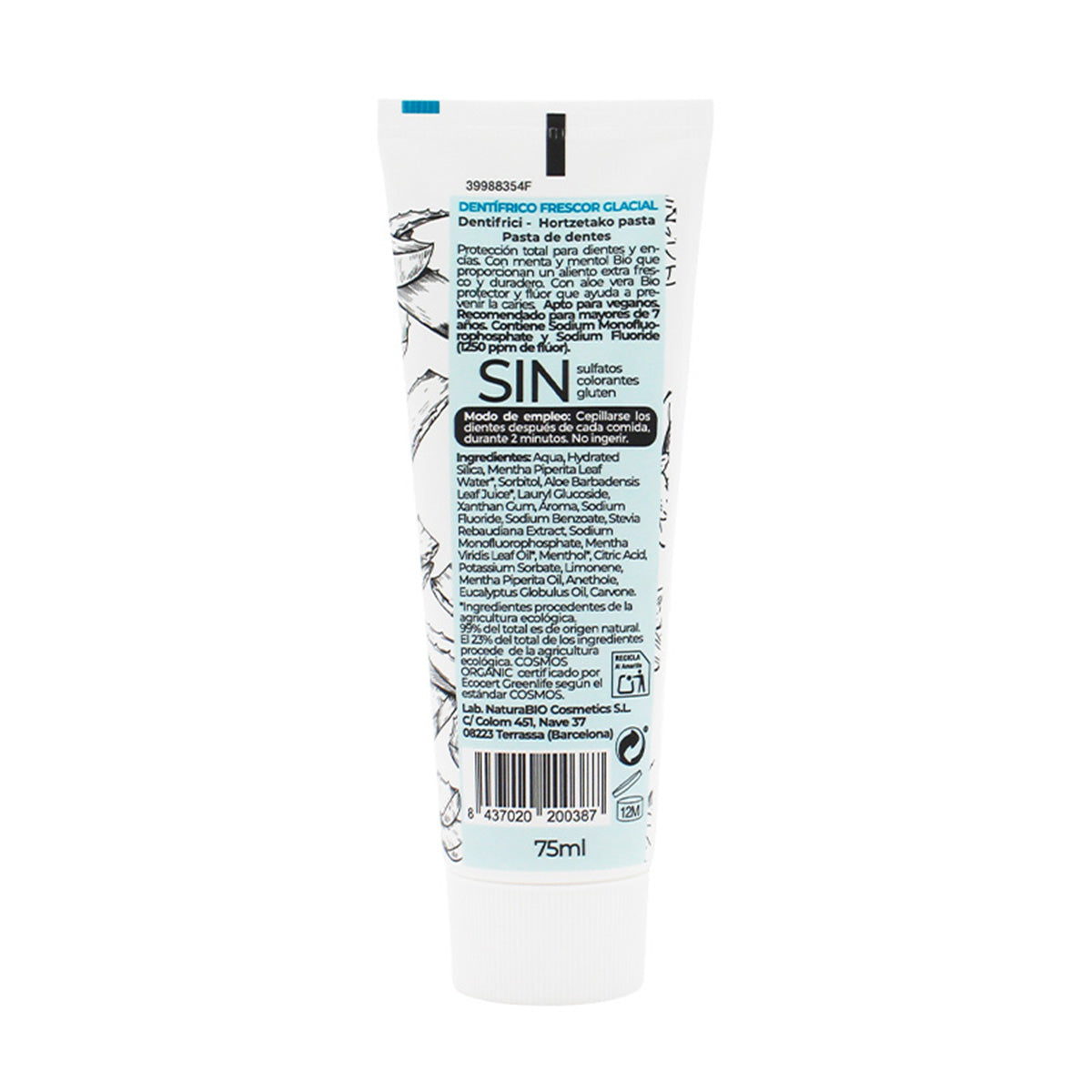 Dentifricio freschezza Glacial NaturaBio 75 ml