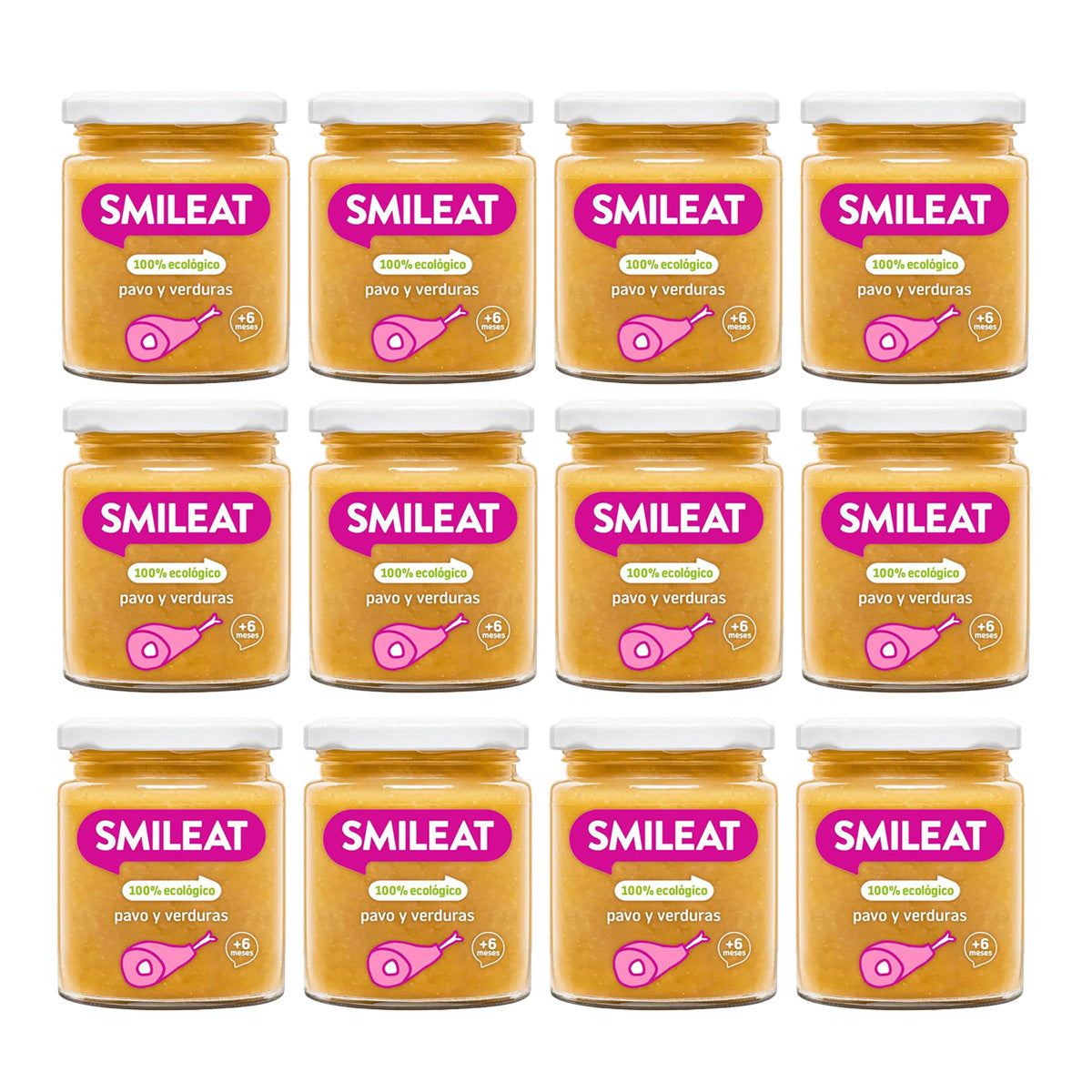 Pakket 12x biologisch potje kalkoen en groenten +6 maanden Smileat, 230 g