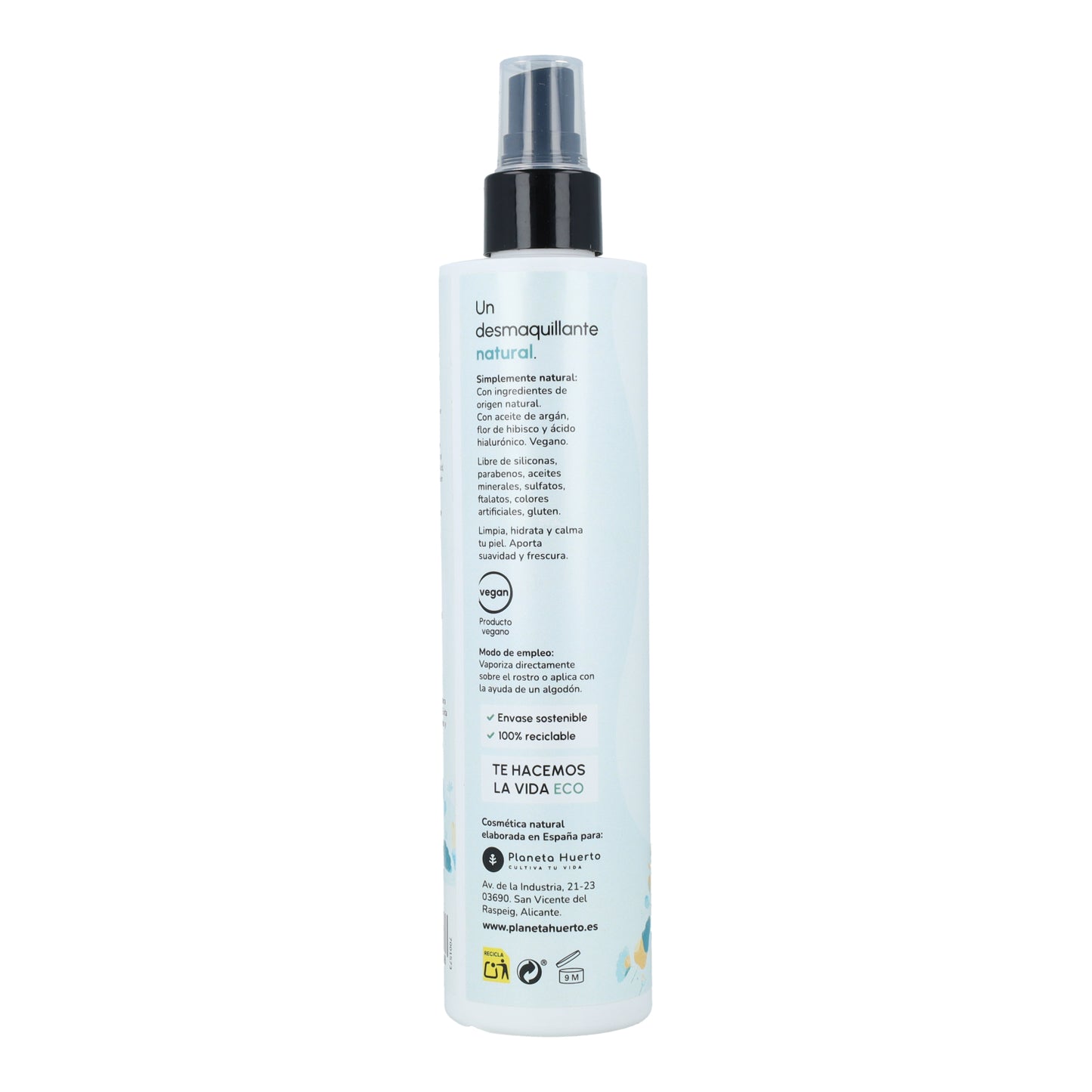 Hyaluronzuur reinigend micellair water Planeta Huerto 250 ml