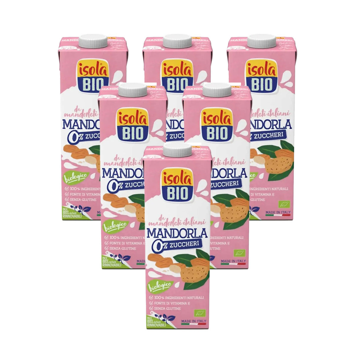 Pack de 6 boissons aux amandes sans sucre bio Isola Bio 1 L