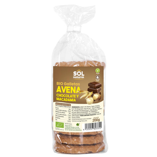 Havermoutkoekjes met chocolade en biologische macadamia Sol Natural 200 g