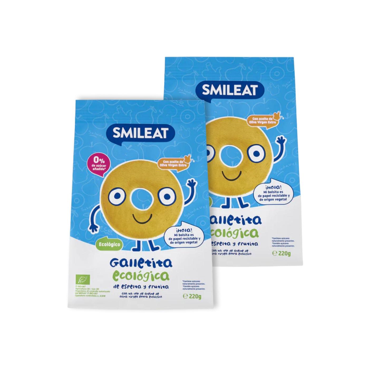 2er-Pack ECO-Kekse für Kinder aus Dinkel mit Apfel Smileat, 220 g