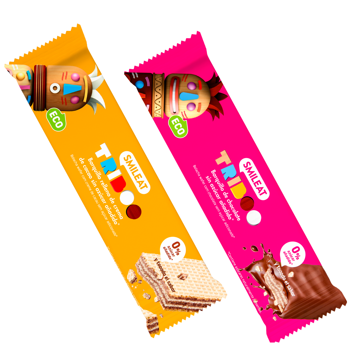 Pack de barres fourrées + fourrées et enrobées de cacao ECO Smileat 30 g (2 unités)