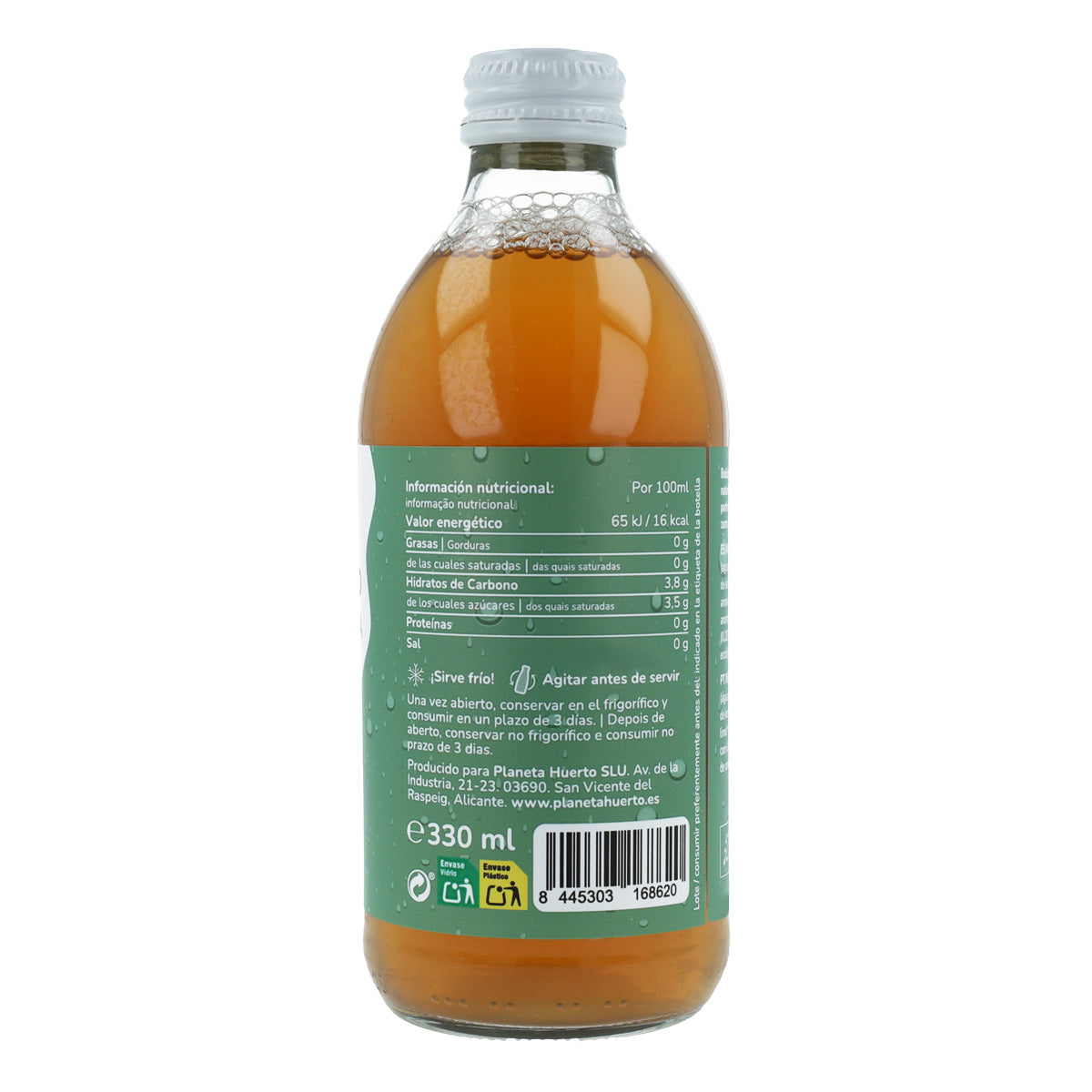 Kombucha ECO grüner Tee und Limette Planeta Huerto 330 ml