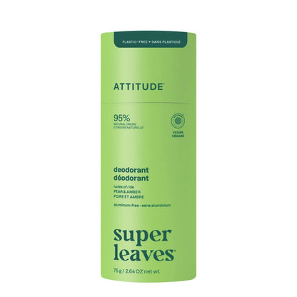 Super leaves Desodorante - Pera y ámbar - plastic free, Attitude, 75g