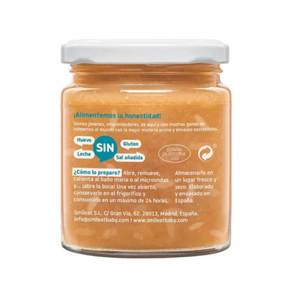 Pack of 3 jars of organic brown rice with salmon and peas, 230 g, Smileat