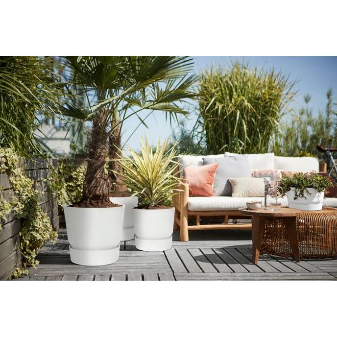 Blumentopf mit integriertem Untersetzer Greenville Elho Weiß 25 cm
