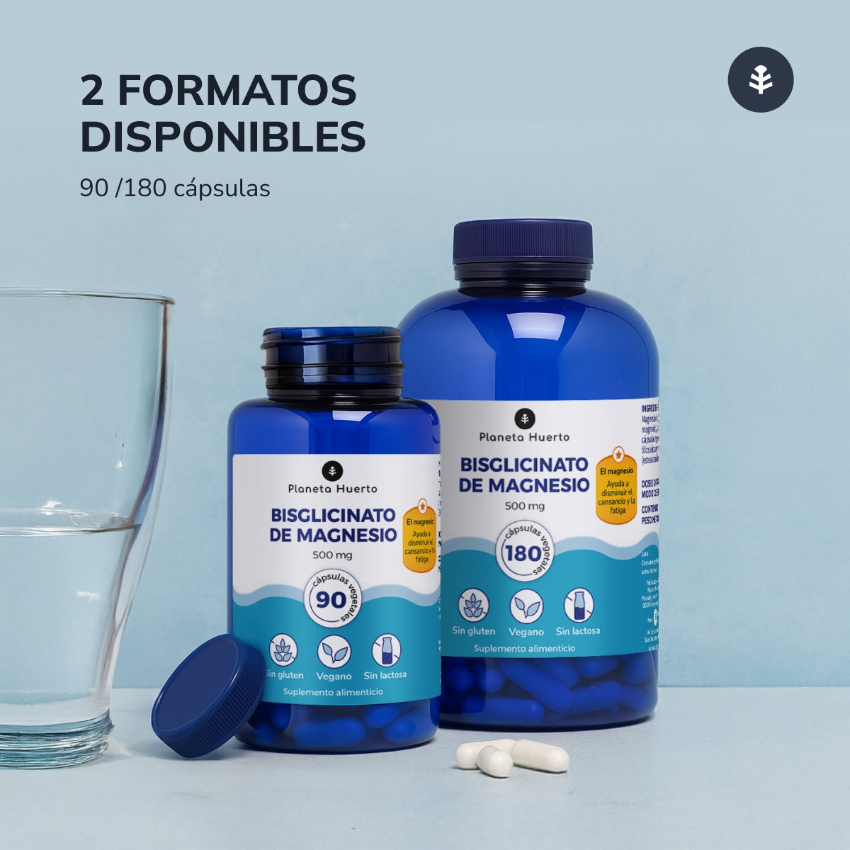 Pack 2xBisglycinate de Magnésium 500 mg Planeta Huerto 180 gélules