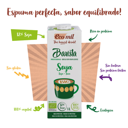Bebida Vegetal Soja Barista baja en azúcar Ecomil 1 L