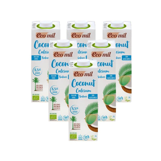 Pack 6 uds Bebida de Coco Calcio sin azúcar Ecomil 1L