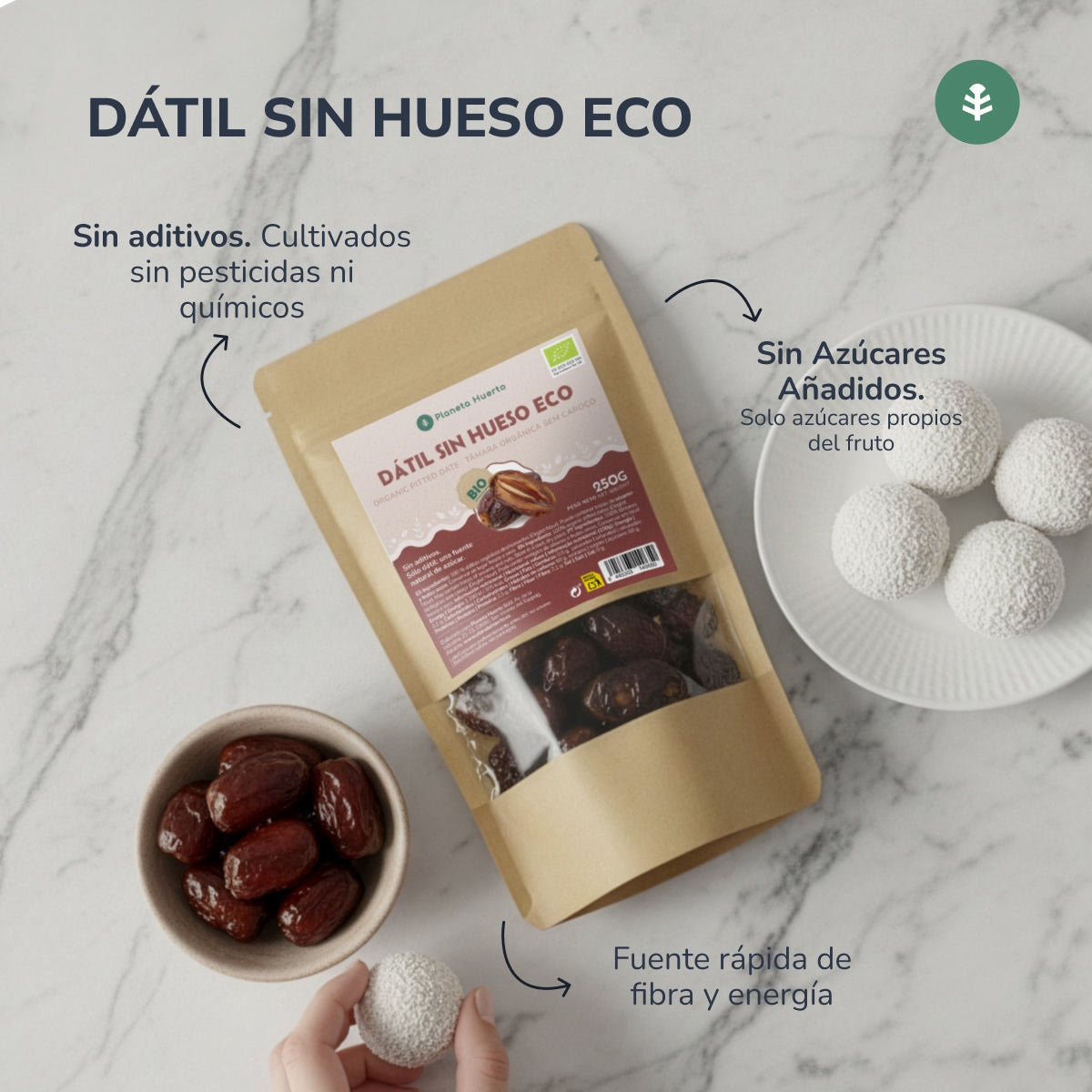 Urkärnade dadlar ECO Planeta Huerto 250 g