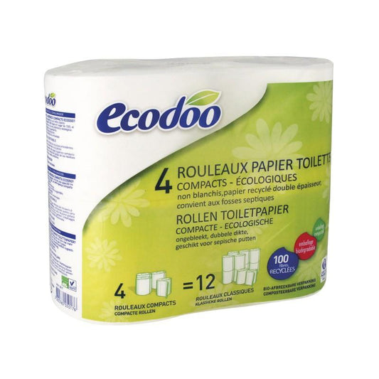 Compact toiletpapier 100% gerecyclede vezels Ecodoo 4 stuks