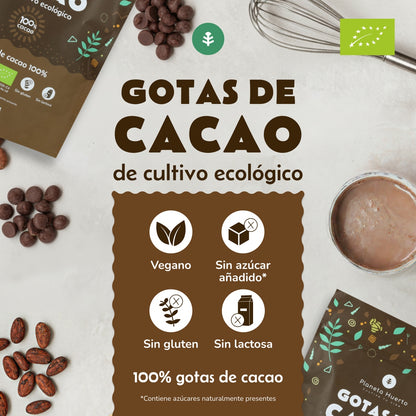Chocoladedruppels 100% cacao ECO Planeta Huerto 200 g